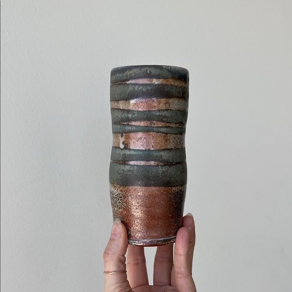 Handmade Studio Pottery Cylindrical Vase Decor - Picture 13 of 13